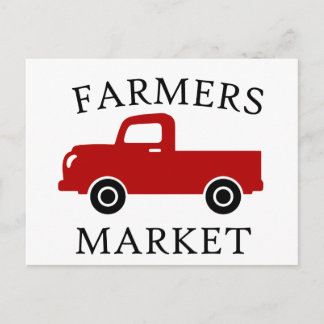 Farmers Market, Red Truck Postcard