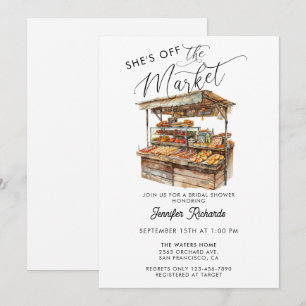 Farmers Market Retro Rustic Vintage Bridal Shower Invitation