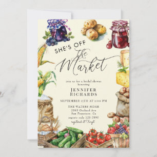 Farmers Market Retro Rustic Vintage Bridal Shower Invitation