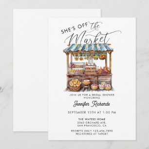 Farmers Market Retro Rustic Vintage Bridal Shower Invitation