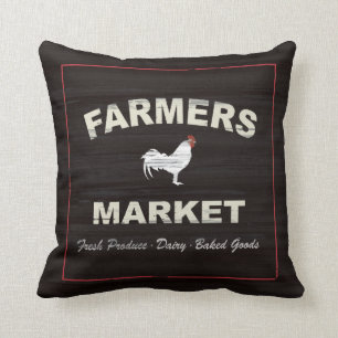 Farmers Market Rustic Pillow decor