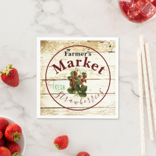 Farmer's market strawberries sign  napkin