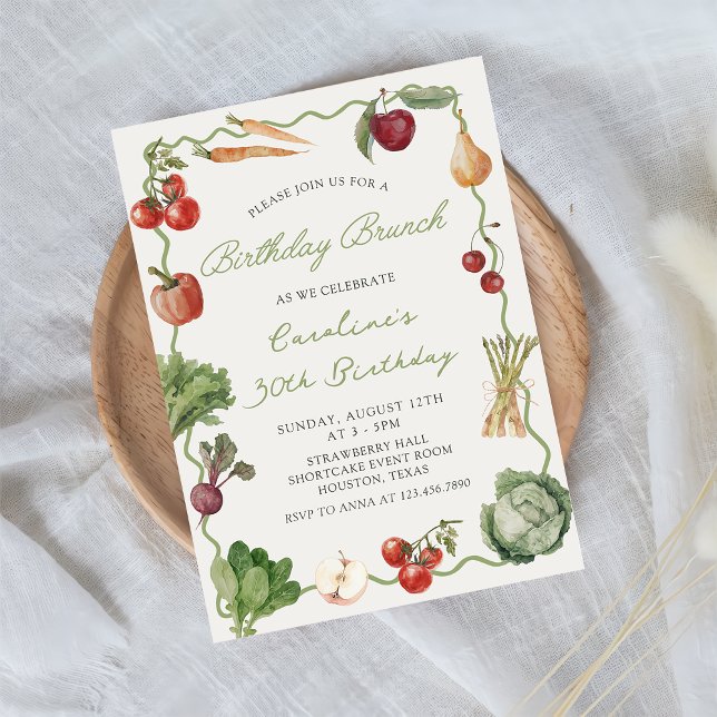 Farmer's Market Vegetable Birthday Brunch Invitation (Creator Uploaded)