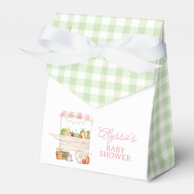 Farmers Market Vegetable Stand Baby Shower Favor Box (Front Side)