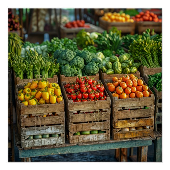 Farmers Market Vegetable Stand Poster (Front)