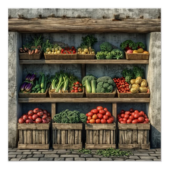 Farmers Market Vegetable Stand Poster (Front)