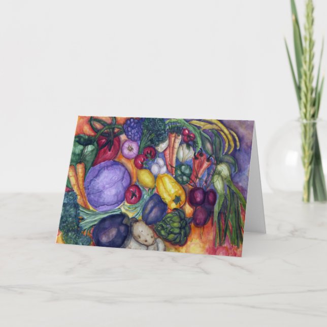 Farmer's Market Vegetable watercolor art Card (Front)
