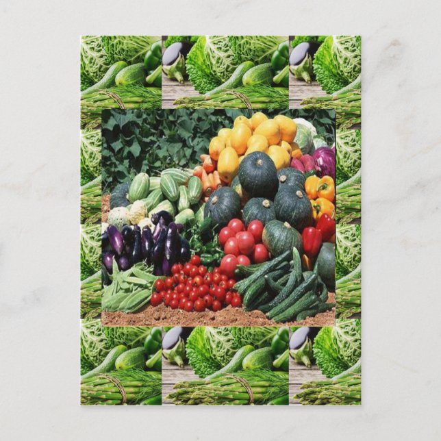 Farmers market veggie delight chefs cuisine ideas postcard (Front)