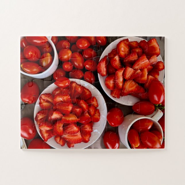 Farmers Market Vibes | Strawberries & Roma Tomato  Jigsaw Puzzle (Horizontal)