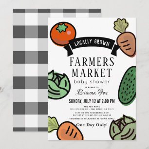 Farmers Market White Baby Shower Invitation