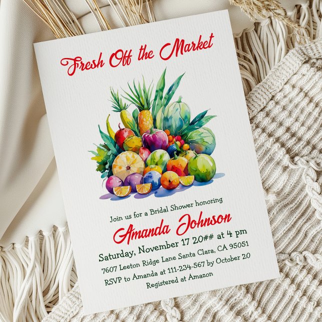 Farmer's Off the Market Fresh Fruit Bridal Shower Invitation (Creator Uploaded)