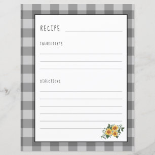 Farmhous recipe page for cookbook binder organizer