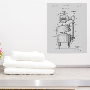 Farmhouse 1926 Washing Machine Patent Faux Canvas