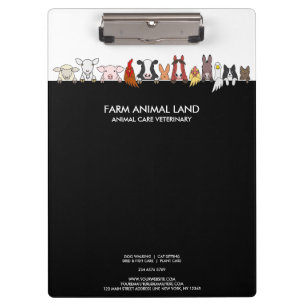 Farmhouse Animal Woodland Cow Chicken Farming Logo Clipboard