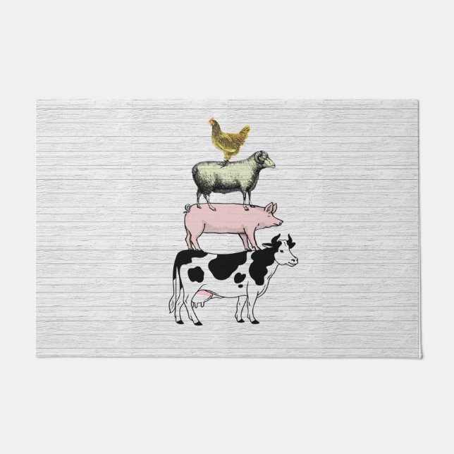 Farmhouse Animals Welcome, Farm Doormat (Front)