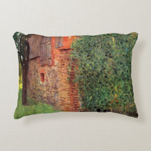 Farmhouse at Kammer by Gustav Klimt, Vintage Art Decorative Pillow