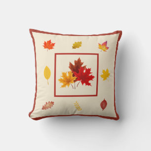 Farmhouse Autumn Decor - Fall Leaves Design Throw Pillow