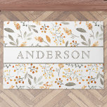 Farmhouse Autumn Leaves Family Name Doormat<br><div class="desc">Custom-designed doormat featuring personalized family name on watercolor autumn leaves design.</div>