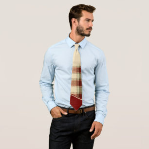 Farmhouse Barn Red Plaid Personalized Christmas St Tie