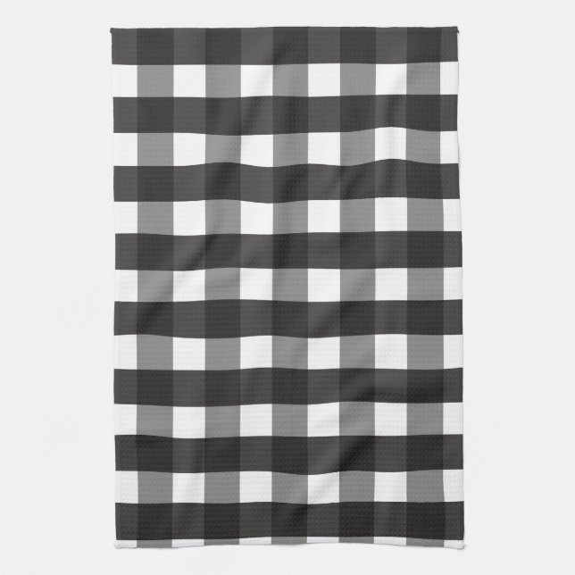 FARMHOUSE BLACK AND WHITE GINGHAM CHECK KITCHEN TOWEL (Vertical)