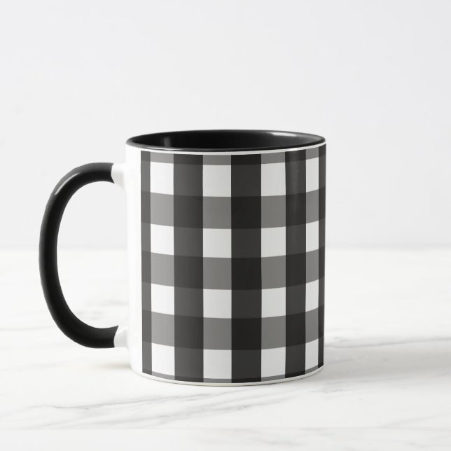 FARMHOUSE BLACK AND WHITE GINGHAM CHECK MUG (Left)