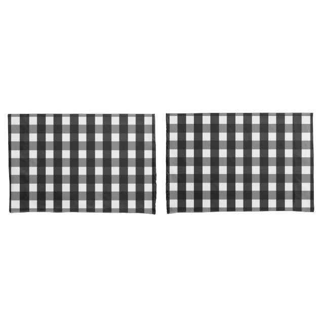 FARMHOUSE BLACK AND WHITE GINGHAM CHECK PILLOWCASE (Front-Set)