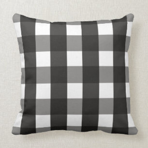 FARMHOUSE BLACK AND WHITE GINGHAM CHECK THROW PILLOW
