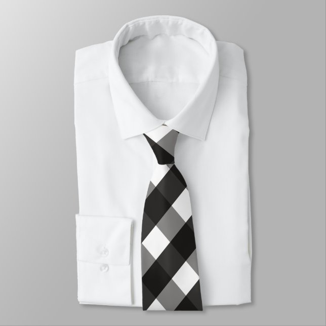 FARMHOUSE BLACK AND WHITE GINGHAM CHECK TIE (Tied)