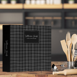 Farmhouse Black and White Plaid Monogram Recipe  Binder