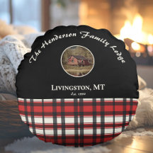 Farmhouse Black Red Buffalo Plaid Custom Photo