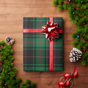 Farmhouse black red rustic tartan plaid pattern  w wrapping paper