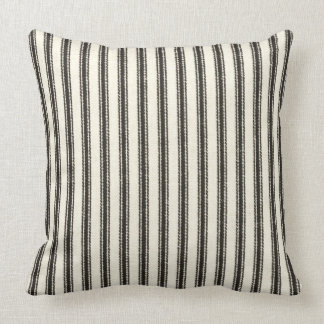 FarmHouse-Black-Ticking-Outdoor-Indoor M L Throw Pillow