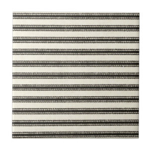 Farmhouse Black Ticking Stripes  Tile