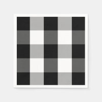 Farmhouse black white buffalo check napkins