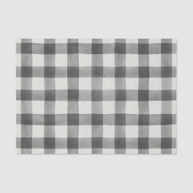 Farmhouse Black & White Buffalo Plaid Tissue Paper (Front)
