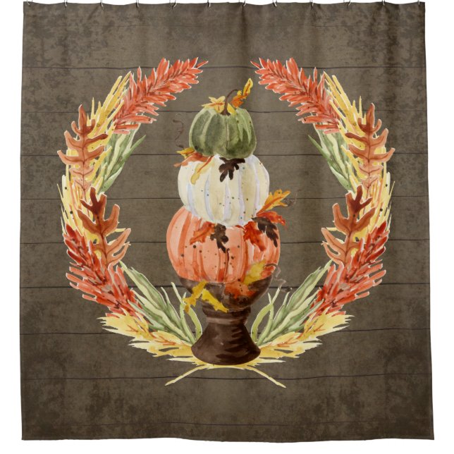 Farmhouse Blessing Rustic Wood Pumpkin Leaf Wreath (Front)