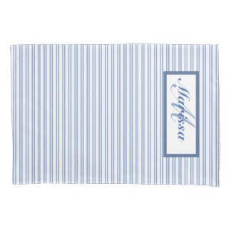 Farmhouse Blue and White Striped Ticking Pillowcase