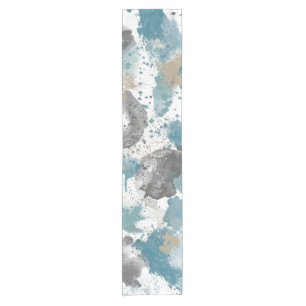 Farmhouse Blue Grey Palette Splatter Short Table Runner