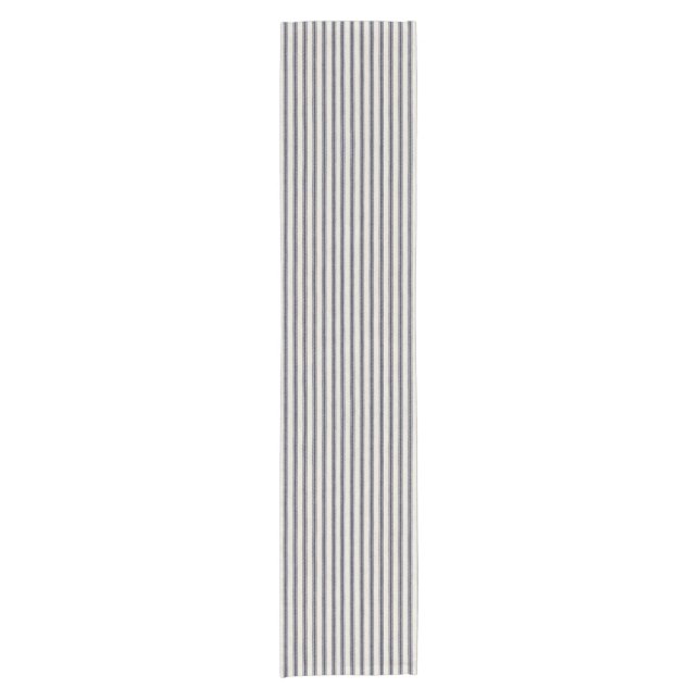 Farmhouse Blue Ticking Striped Style Table Runner (Front)