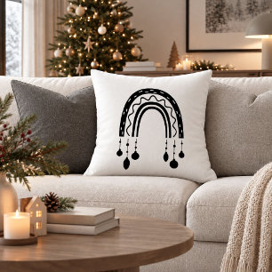 Farmhouse Boho Christmas Rainbow Accent Pillow Art