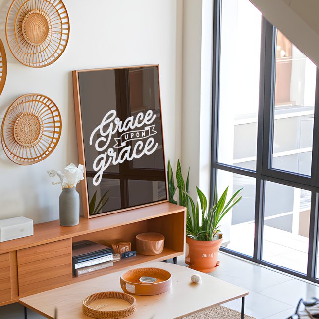 Farmhouse brown Christian Grace upon grace  Poster (Creator Uploaded)