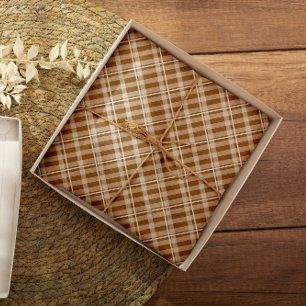 Farmhouse Brown Tan Tartan Plaid Tissue Paper