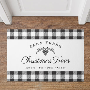 Farmhouse Buffalo Check Farm Fresh Christmas Trees Doormat