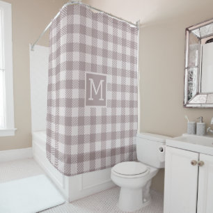 Farmhouse Buffalo Check Plaid Beige Monogram 