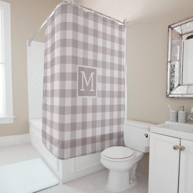 Farmhouse Buffalo Check Plaid Beige Monogram  (In Situ)