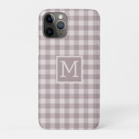 Farmhouse Buffalo Check Plaid Beige Monogram 