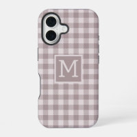 Farmhouse Buffalo Check Plaid Beige Monogram