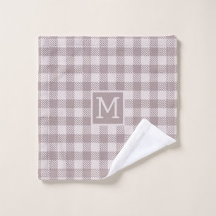 Farmhouse Buffalo Check Plaid Beige Monogramme