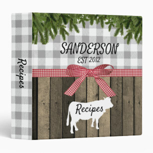 Farmhouse Buffalo Check Wood Plank Binder
