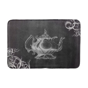 farmhouse chalkboard french country tea pot bath mat